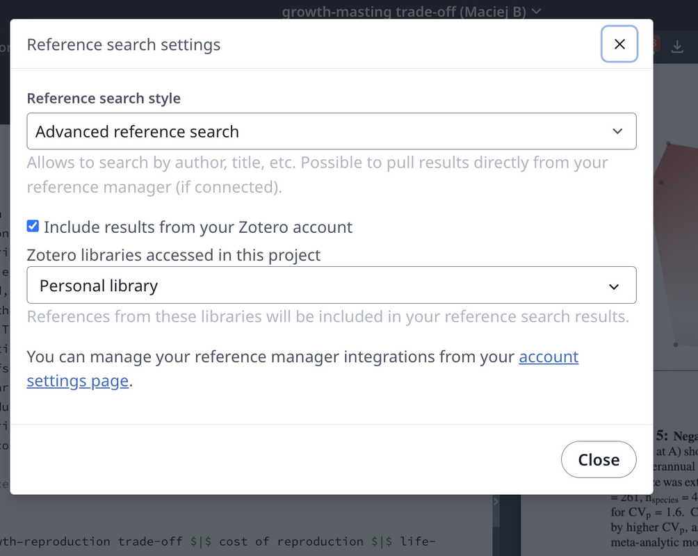 Overleaf - selecting advanced referencing style